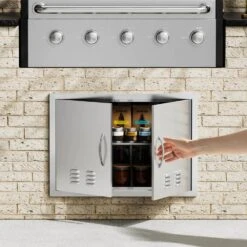 Double Outdoor Kitchen Door 30 In. W X 21 In. H BBQ Access Door Stainless Steel Flush Mount Door Wall Vertical Door -Vevor vevor outdoor kitchen doors smmbscjmys30npmwov0 31 1000