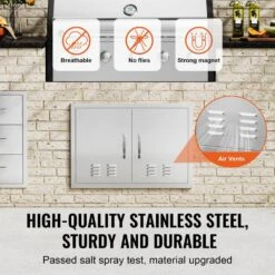Double Outdoor Kitchen Door 30 In. W X 21 In. H BBQ Access Door Stainless Steel Flush Mount Door Wall Vertical Door -Vevor vevor outdoor kitchen doors smmbscjmys30npmwov0 4f 1000