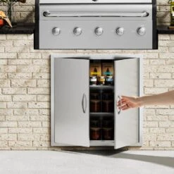 Double Outdoor Kitchen Door 31 In. W X 31 In. H BBQ Access Door Stainless Steel Flush Mount Door Wall Vertical Door -Vevor vevor outdoor kitchen doors smmbscjmys311k36zv0 31 1000