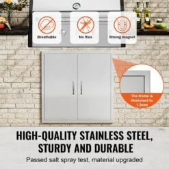 Double Outdoor Kitchen Door 31 In. W X 31 In. H BBQ Access Door Stainless Steel Flush Mount Door Wall Vertical Door -Vevor vevor outdoor kitchen doors smmbscjmys311k36zv0 4f 1000
