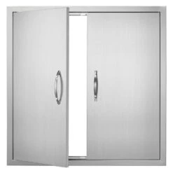 Double Outdoor Kitchen Door 31 In. W X 31 In. H BBQ Access Door Stainless Steel Flush Mount Door Wall Vertical Door