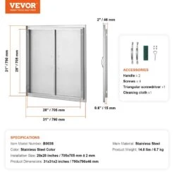 Double Outdoor Kitchen Door 31 In. W X 31 In. H BBQ Access Door Stainless Steel Flush Mount Door Wall Vertical Door -Vevor vevor outdoor kitchen doors smmbscjmys311k36zv0 76 1000