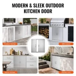 Double Outdoor Kitchen Door 31 In. W X 31 In. H BBQ Access Door Stainless Steel Flush Mount Door Wall Vertical Door -Vevor vevor outdoor kitchen doors smmbscjmys311k36zv0 fa 1000