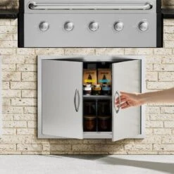 Double Outdoor Kitchen Door 31 In. W X 24 In. H BBQ Access Door Stainless Steel Flush Mount Door Wall Vertical Door -Vevor vevor outdoor kitchen doors smmbscjmys31ipp30v0 31 1000