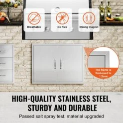 Double Outdoor Kitchen Door 31 In. W X 24 In. H BBQ Access Door Stainless Steel Flush Mount Door Wall Vertical Door -Vevor vevor outdoor kitchen doors smmbscjmys31ipp30v0 4f 1000