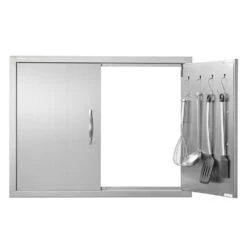Double Outdoor Kitchen Door 31 In. W X 24 In. H BBQ Access Door Stainless Steel Flush Mount Door Wall Vertical Door