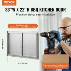 33 In. W X 22 In. H Double Outdoor Kitchen Door BBQ Access Door Stainless Steel Flush Mount Door Wall Vertical Door -Vevor vevor outdoor kitchen doors smmbscjmys33qvdxtv0 c3 1000