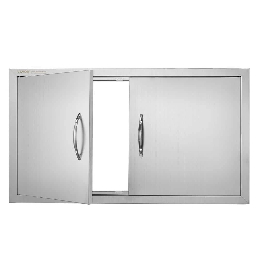 34 In. W X 19 In. H Double Outdoor Kitchen Door BBQ Access Door Stainless Steel Flush Mount Door Wall Vertical Door 3 34 In. W X 19 In. H Double Outdoor Kitchen Door BBQ Access Door Stainless Steel Flush Mount Door Wall Vertical Door