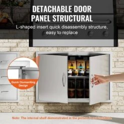 Double Outdoor Kitchen Door 35 In. W X 24 In. H BBQ Access Door Stainless Steel Flush Mount Door Wall Vertical Door -Vevor vevor outdoor kitchen doors smmbscjmys35kpsp8v0 1f 1000