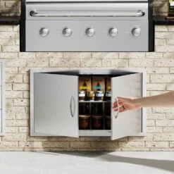 Double Outdoor Kitchen Door 36 In. W X 21 In. H BBQ Access Door Stainless Steel Flush Mount Door Wall Vertical Door -Vevor vevor outdoor kitchen doors smmbscjmys36gachdv0 31 1000
