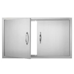 Double Outdoor Kitchen Door 36 In. W X 21 In. H BBQ Access Door Stainless Steel Flush Mount Door Wall Vertical Door