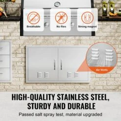 Double Outdoor Kitchen Door 36 In. W X 21 In. H BBQ Access Door Stainless Steel Flush Mount Door With Handles And Vents -Vevor vevor outdoor kitchen doors smmbscjmys36i3iiav0 4f 1000