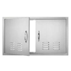Double Outdoor Kitchen Door 36 In. W X 21 In. H BBQ Access Door Stainless Steel Flush Mount Door With Handles And Vents