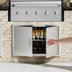 36 In. W X 24 In. H Double Outdoor Kitchen Door BBQ Access Door Stainless Steel Flush Mount Door Wall Vertical Door -Vevor vevor outdoor kitchen doors smmbscjmys36wmlacv0 31 1000
