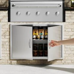 Double Outdoor Kitchen Door 39 In. W X 26 In. H BBQ Access Door Stainless Steel Flush Mount Door Wall Vertical Door -Vevor vevor outdoor kitchen doors smmbscjmys39maf9xv0 31 1000