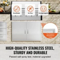 Double Outdoor Kitchen Door 39 In. W X 26 In. H BBQ Access Door Stainless Steel Flush Mount Door Wall Vertical Door -Vevor vevor outdoor kitchen doors smmbscjmys39maf9xv0 4f 1000