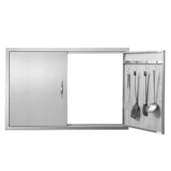 Double Outdoor Kitchen Door 39 In. W X 26 In. H BBQ Access Door Stainless Steel Flush Mount Door Wall Vertical Door