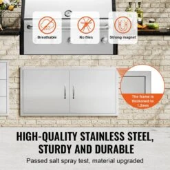 Double Outdoor Kitchen Door 42 In. W X 21 In. H BBQ Access Door Stainless Steel Flush Mount Door Wall Vertical Door -Vevor vevor outdoor kitchen doors smmbscjmys427rzkfv0 4f 1000