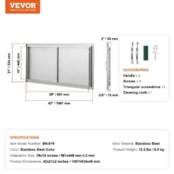 Double Outdoor Kitchen Door 42 In. W X 21 In. H BBQ Access Door Stainless Steel Flush Mount Door Wall Vertical Door -Vevor vevor outdoor kitchen doors smmbscjmys427rzkfv0 76 1000