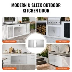 Double Outdoor Kitchen Door 42 In. W X 21 In. H BBQ Access Door Stainless Steel Flush Mount Door Wall Vertical Door -Vevor vevor outdoor kitchen doors smmbscjmys427rzkfv0 fa 1000