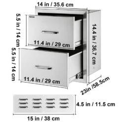Outdoor Kitchen Drawers 14 In. W X 14.3 In. H X 23 In. D Flush Mount Double BBQ Drawers With Handle BBQ Island Drawers -Vevor vevor outdoor kitchen drawers 14 38x14yc2cbxgctv0 76 1000