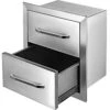 17.7 In. W X 20.5 In. H X 12.5 In. D Outdoor Kitchen Drawers Stainless Steel Flush Mount Double BBQ Access Drawers