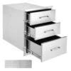 18 In. W X 23.2 In. H X 23.1 In. D Outdoor Kitchen Stainless Steel Triple BBQ Access Drawers With Chrome Handle -Vevor vevor outdoor kitchen drawers 18x23yc3cbxgctg01v0 64 1000