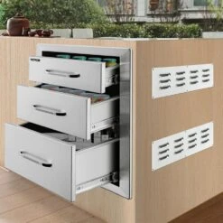14 In. W X 20.3 In. H X 23 In. D Outdoor Kitchen Drawers Flush Mount Triple Drawers Stainless Steel Access Drawer -Vevor vevor outdoor kitchen drawers 20 25x14yc3cbxgctv0 31 1000