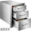 14 In. W X 20.3 In. H X 23 In. D Outdoor Kitchen Drawers Flush Mount Triple Drawers Stainless Steel Access Drawer