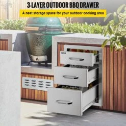 14 In. W X 20.3 In. H X 23 In. D Outdoor Kitchen Drawers Flush Mount Triple Drawers Stainless Steel Access Drawer -Vevor vevor outdoor kitchen drawers 20 25x14yc3cbxgctv0 c3 1000