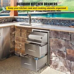 Outdoor Kitchen Drawers 17 In. W X 30 In. H X 21 In. D Mount Triple BBQ Drawers With Handle BBQ Island Drawers -Vevor vevor outdoor kitchen drawers 30x17yc3cbxgctg01v0 c3 1000