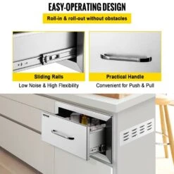 Outdoor Kitchen Drawers 14 In. W X 8.5 In. H X 23 In. D Stainless Steel Flush Mount Double Access Drawers With Handle 14 Outdoor Kitchen Drawers 14 In. W X 8.5 In. H X 23 In. D Stainless Steel Flush Mount Double Access Drawers With Handle -Vevor vevor outdoor kitchen drawers 8 5x14yc1cbxgctg1v0 44 1000