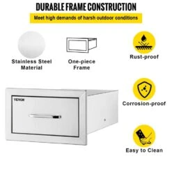 Outdoor Kitchen Drawers 14 In. W X 8.5 In. H X 23 In. D Stainless Steel Flush Mount Double Access Drawers With Handle 12 Outdoor Kitchen Drawers 14 In. W X 8.5 In. H X 23 In. D Stainless Steel Flush Mount Double Access Drawers With Handle -Vevor vevor outdoor kitchen drawers 8 5x14yc1cbxgctg1v0 4f 1000