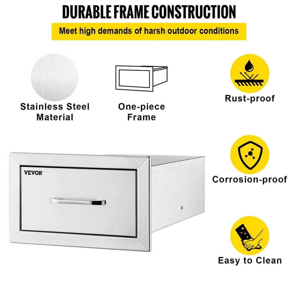 Outdoor Kitchen Drawers 14 In. W X 8.5 In. H X 23 In. D Stainless Steel Flush Mount Double Access Drawers With Handle 5 Outdoor Kitchen Drawers 14 In. W X 8.5 In. H X 23 In. D Stainless Steel Flush Mount Double Access Drawers With Handle - Image 3