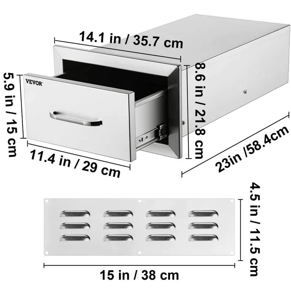 Outdoor Kitchen Drawers 14 In. W X 8.5 In. H X 23 In. D Stainless Steel Flush Mount Double Access Drawers With Handle 9 Outdoor Kitchen Drawers 14 In. W X 8.5 In. H X 23 In. D Stainless Steel Flush Mount Double Access Drawers With Handle - Image 7