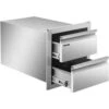 14 In. W X 14.5 In. H X 23 In. D Outdoor Kitchen Drawers Flush Mount Stainless Steel Double Access Drawers With Handles -Vevor vevor outdoor kitchen drawers ctg10x20 2x39 201v0 64 1000
