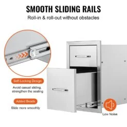 13 In. W X 20.4 In. H X 20.8 In. D Outdoor Kitchen Drawers Stainless Steel Flush Mount Double BBQ Access Drawers -Vevor vevor outdoor kitchen drawers ctg20 5x13x210001v0 44 1000