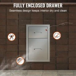 13 In. W X 20.4 In. H X 20.8 In. D Outdoor Kitchen Drawers Stainless Steel Flush Mount Double BBQ Access Drawers -Vevor vevor outdoor kitchen drawers ctg20 5x13x210001v0 fa 1000