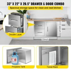 Outdoor Kitchen Door Drawer Combo 32.5 In. W X 21.6 In. H X 20.5 In. D BBQ Island Drawers With Handles Access Door -Vevor vevor outdoor kitchen drawers ctg20 5x22x330001v0 4f 1000