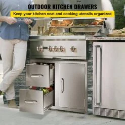 Outdoor Kitchen Door Drawer Combo 32.5 In. W X 21.6 In. H X 20.5 In. D BBQ Island Drawers With Handles Access Door -Vevor vevor outdoor kitchen drawers ctg20 5x22x330001v0 c3 1000