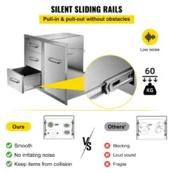Outdoor Kitchen Door Drawer Combo 29.5 In. W X 22.6 In. H X 21.7 In. D Access Drawers With Adjustable Garbage Ring -Vevor vevor outdoor kitchen drawers ctg22 5x30x230001v0 44 1000