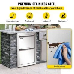Outdoor Kitchen Drawers 13 In. W X 20.5 In. H X 21 In. D BBQ Island Drawers Flush Mount Double BBQ Access Drawers -Vevor vevor outdoor kitchen drawers ctg22x15x20000001v0 1f 1000