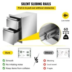 Outdoor Kitchen Drawers 13 In. W X 20.5 In. H X 21 In. D BBQ Island Drawers Flush Mount Double BBQ Access Drawers -Vevor vevor outdoor kitchen drawers ctg22x15x20000001v0 44 1000