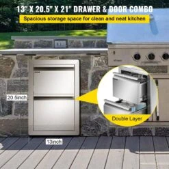 Outdoor Kitchen Drawers 13 In. W X 20.5 In. H X 21 In. D BBQ Island Drawers Flush Mount Double BBQ Access Drawers -Vevor vevor outdoor kitchen drawers ctg22x15x20000001v0 4f 1000