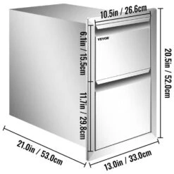 Outdoor Kitchen Drawers 13 In. W X 20.5 In. H X 21 In. D BBQ Island Drawers Flush Mount Double BBQ Access Drawers -Vevor vevor outdoor kitchen drawers ctg22x15x20000001v0 76 1000