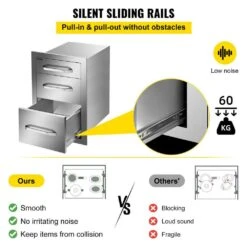 Outdoor Kitchen Drawers 15 In. W X 21 In. H X 22.5 In. D Flush Mount Access BBQ Drawers With Handle BBQ Island Drawers -Vevor vevor outdoor kitchen drawers ctg24 6x23x170001v0 44 1000