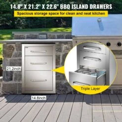 Outdoor Kitchen Drawers 15 In. W X 21 In. H X 22.5 In. D Flush Mount Access BBQ Drawers With Handle BBQ Island Drawers -Vevor vevor outdoor kitchen drawers ctg24 6x23x170001v0 4f 1000