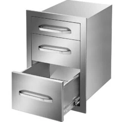 Outdoor Kitchen Drawers 15 In. W X 21 In. H X 22.5 In. D Flush Mount Access BBQ Drawers With Handle BBQ Island Drawers