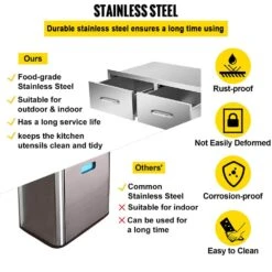 Outdoor Kitchen Drawers 30 In. W X 10 In. H X 20 In. D Double BBQ Access Drawers With Handle BBQ Island Drawers -Vevor vevor outdoor kitchen drawers ctg30x10x20000001v0 1f 1000