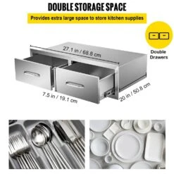 Outdoor Kitchen Drawers 30 In. W X 10 In. H X 20 In. D Double BBQ Access Drawers With Handle BBQ Island Drawers -Vevor vevor outdoor kitchen drawers ctg30x10x20000001v0 4f 1000
